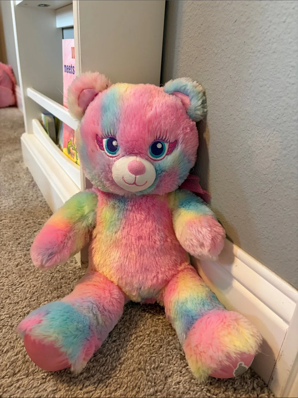 Build-A-Bear Rainbow Plush Teddy - Pink, Blue, Yellow, Green